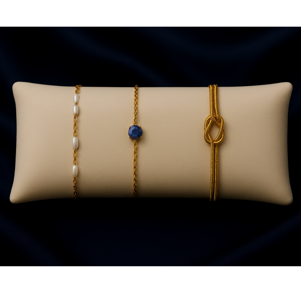 Triple Bracelet Set — Create Your Own Combo 925 Sterling Silver 14 K Gold Plated