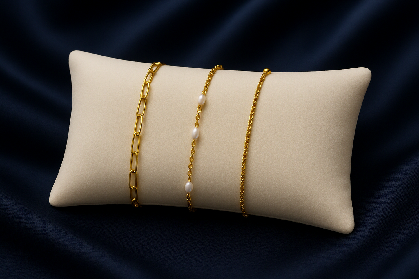 Triple Bracelet Set — Create Your Own Combo 925 Sterling Silver 14 K Gold Plated