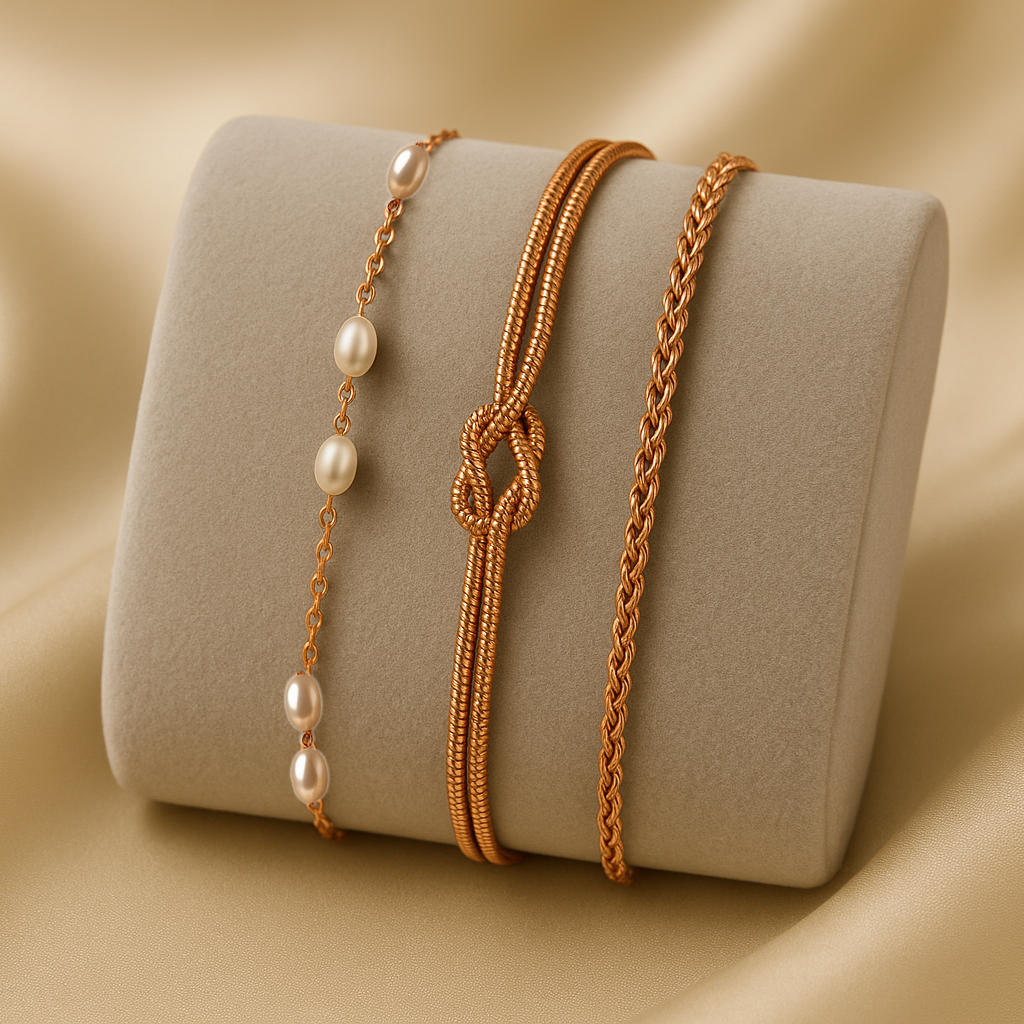 Triple Bracelet Set — Create Your Own Combo 925 Sterling Silver Rose Gold