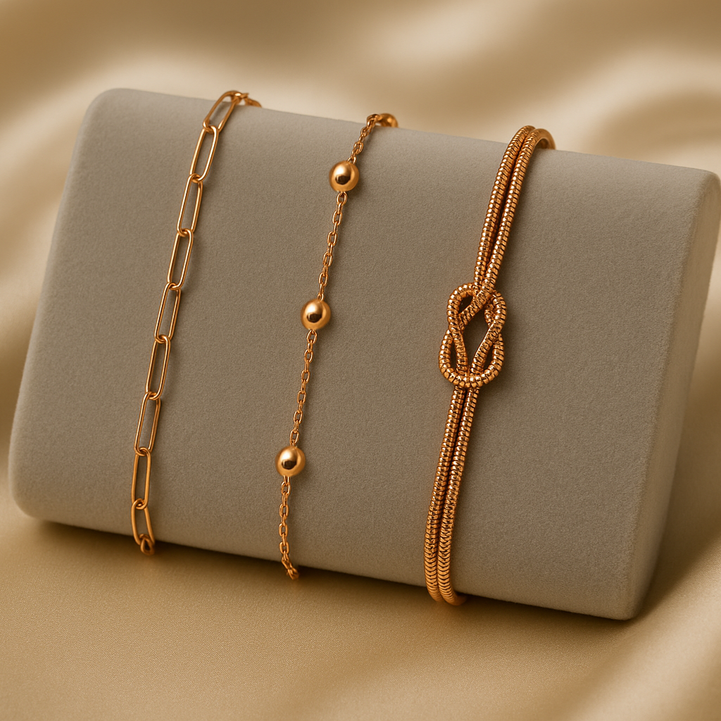 Triple Bracelet Set — Create Your Own Combo 925 Sterling Silver Rose Gold