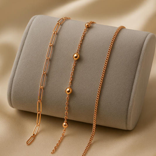 Triple Bracelet Set — Create Your Own Combo 925 Sterling Silver Rose Gold