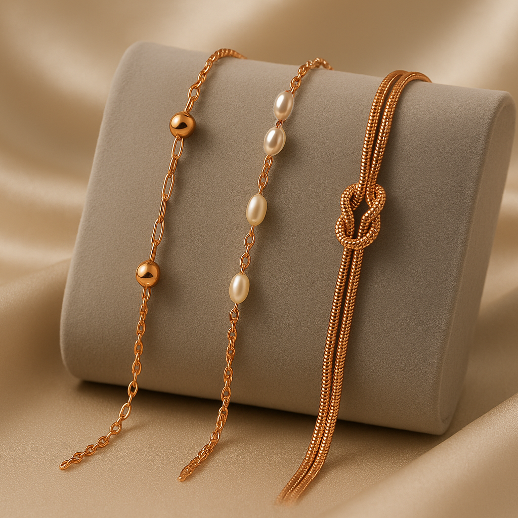 Triple Bracelet Set — Create Your Own Combo 925 Sterling Silver Rose Gold