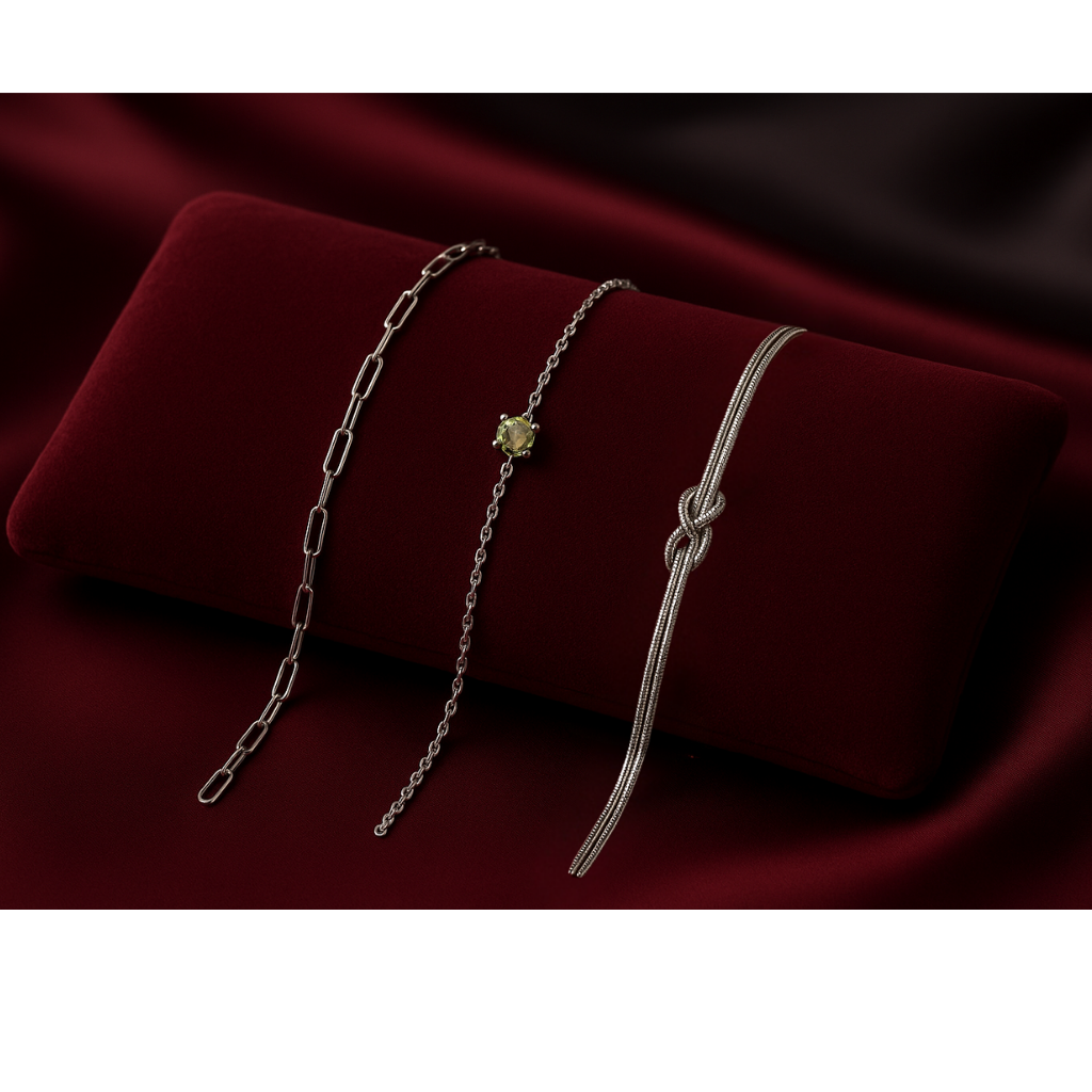 Triple Bracelet Set — Create Your Own Combo 925 Sterling Silver (Silver)