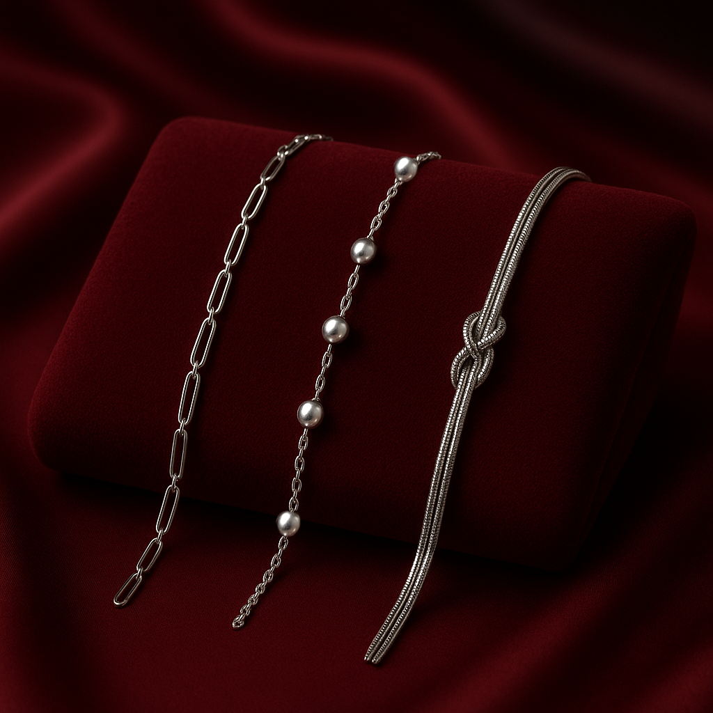 Triple Bracelet Set — Create Your Own Combo 925 Sterling Silver (Silver)