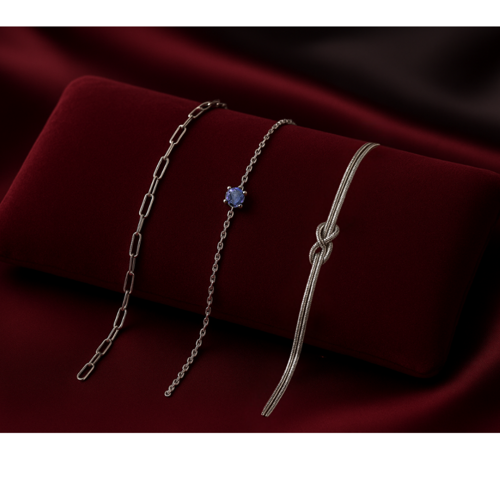 Triple Bracelet Set — Create Your Own Combo 925 Sterling Silver (Silver)