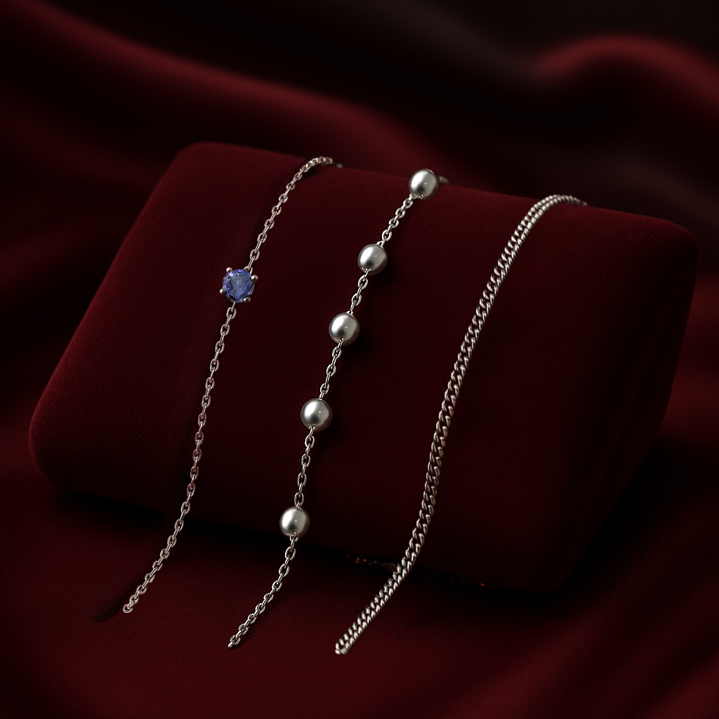 Triple Bracelet Set — Create Your Own Combo 925 Sterling Silver (Silver)