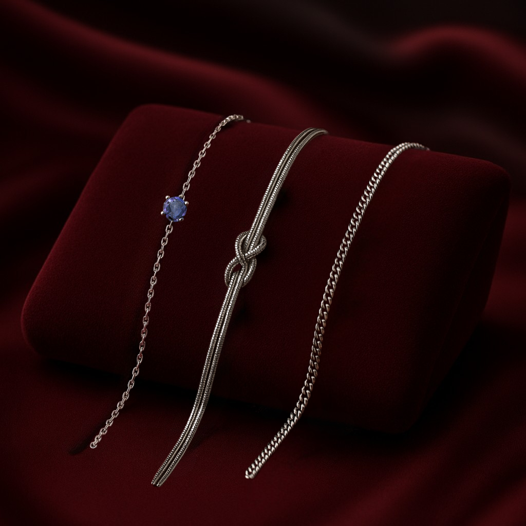 Triple Bracelet Set — Create Your Own Combo 925 Sterling Silver (Silver)