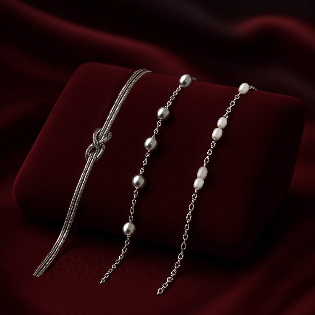 Triple Bracelet Set — Create Your Own Combo 925 Sterling Silver (Silver)